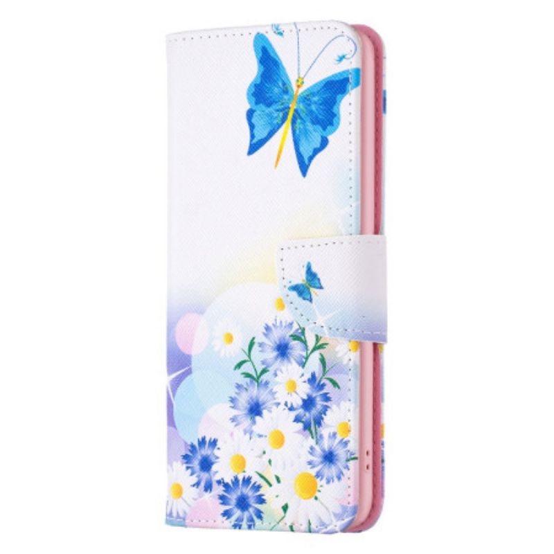 Etui Folio Do iPhone 16 Plus Wzór W Motyle I Kwiaty