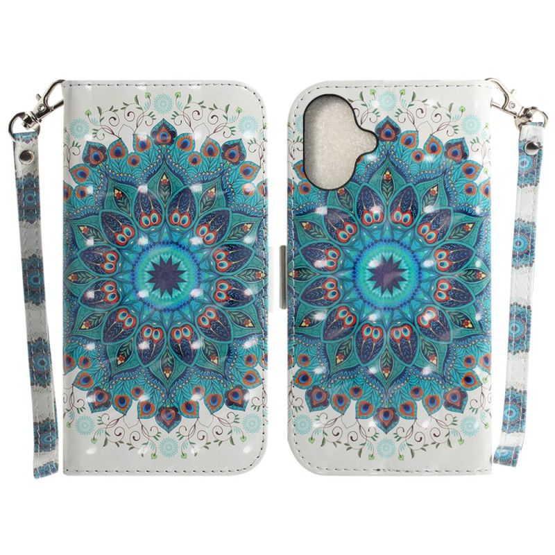 Etui Folio Do iPhone 16 Plus Zielona Mandala Z Paskiem