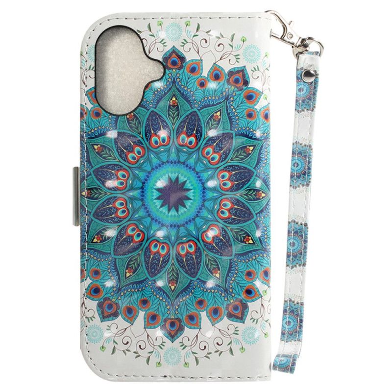 Etui Folio Do iPhone 16 Plus Zielona Mandala Z Paskiem