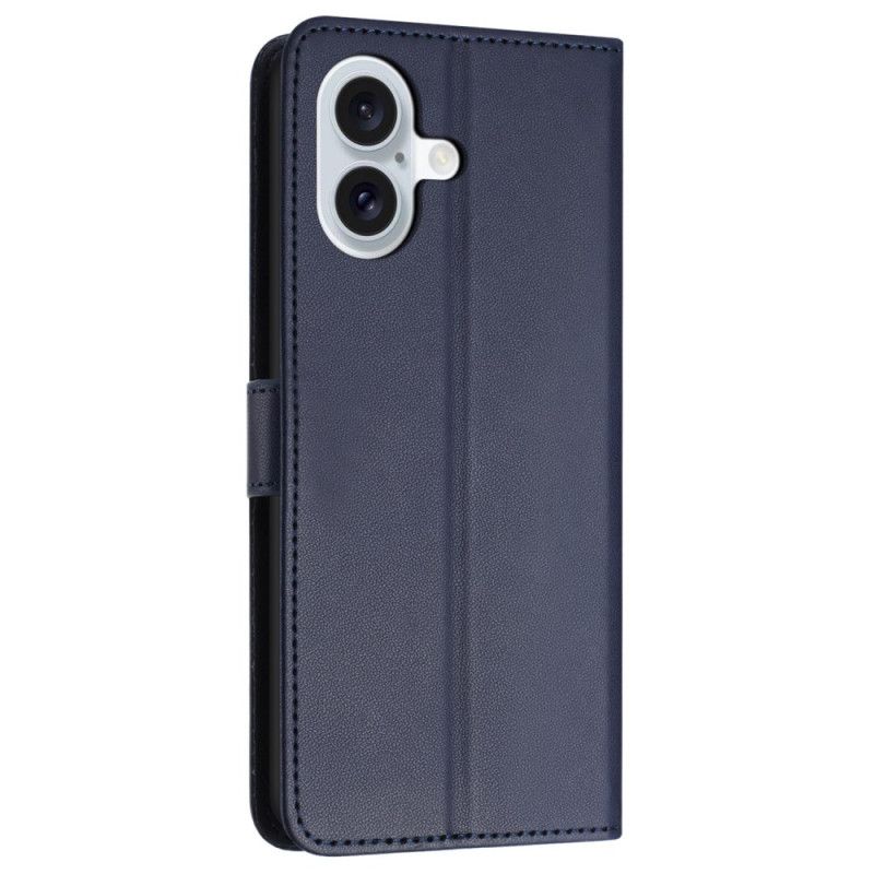 Etui Folio Do iPhone 16 Plus Zwykły Skórzany Model Z Paskiem