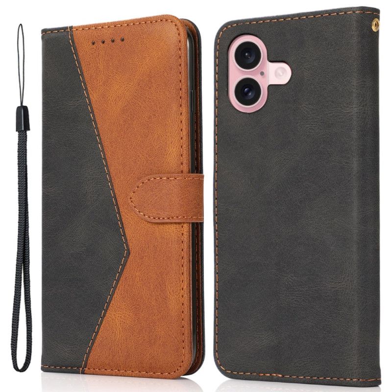 Etui Folio iPhone 16 Plus Dwukolorowy Pasek