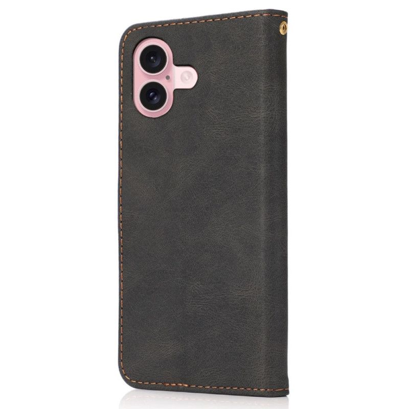 Etui Folio iPhone 16 Plus Dwukolorowy Pasek