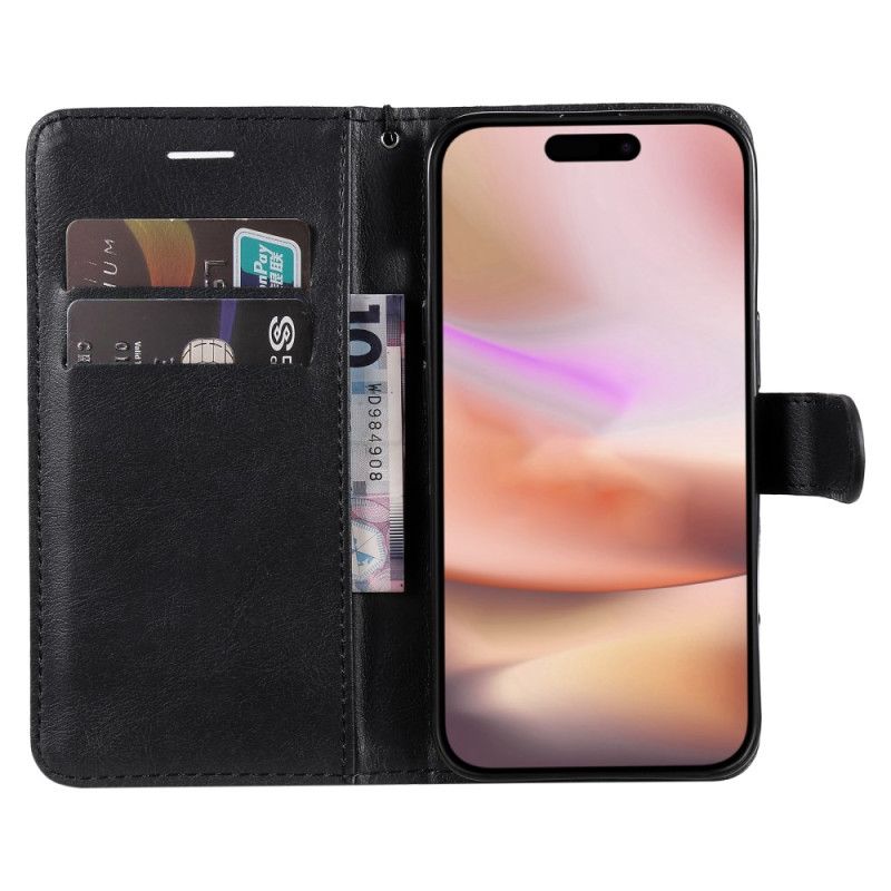 Etui Folio iPhone 16 Plus Imitacja Skóry Z Paskiem