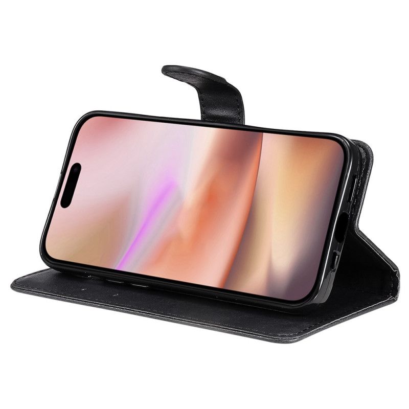 Etui Folio iPhone 16 Plus Imitacja Skóry Z Paskiem