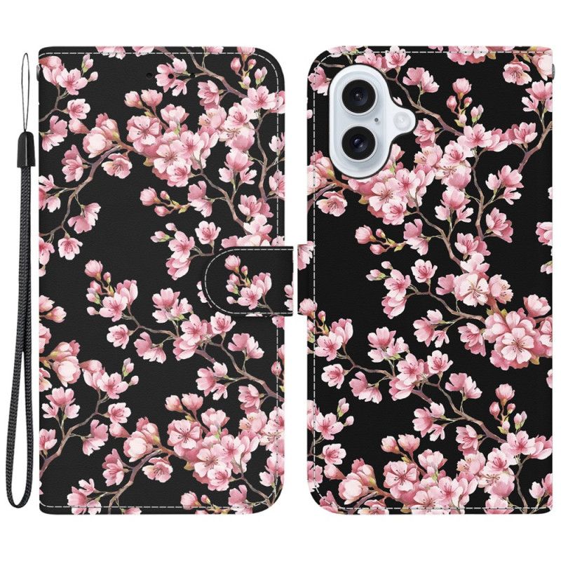 Etui Folio iPhone 16 Plus Kwiaty Śliwy Przywiązane