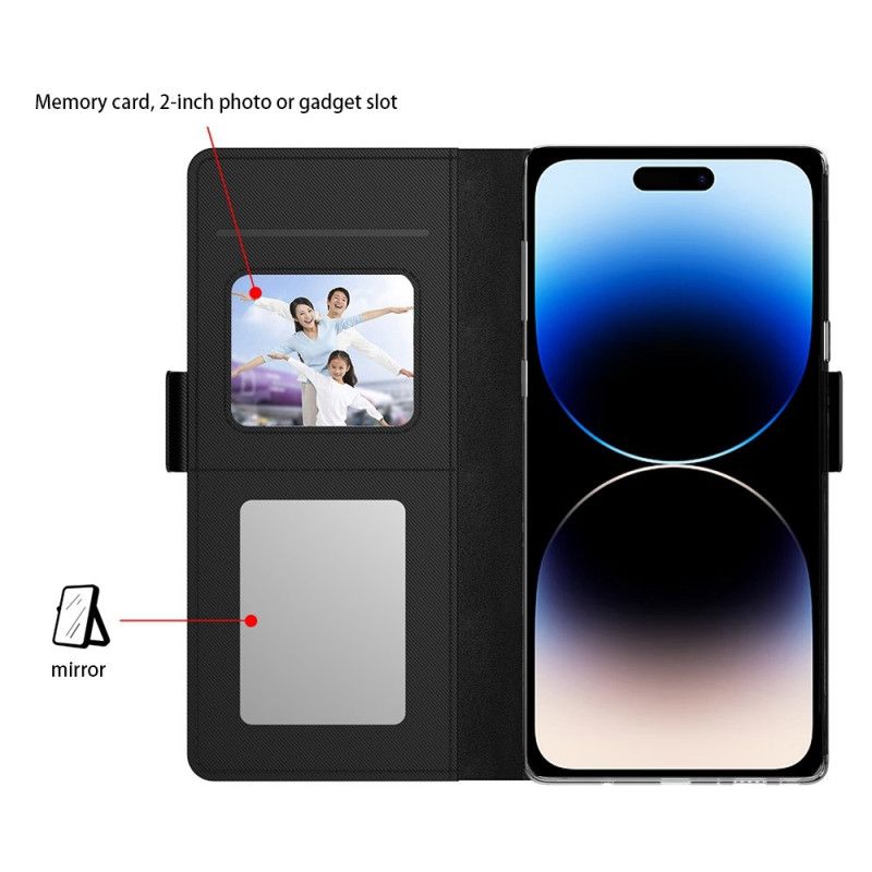 Etui Folio iPhone 16 Plus Lusterko I Wyjmowany Uchwyt Na Karty