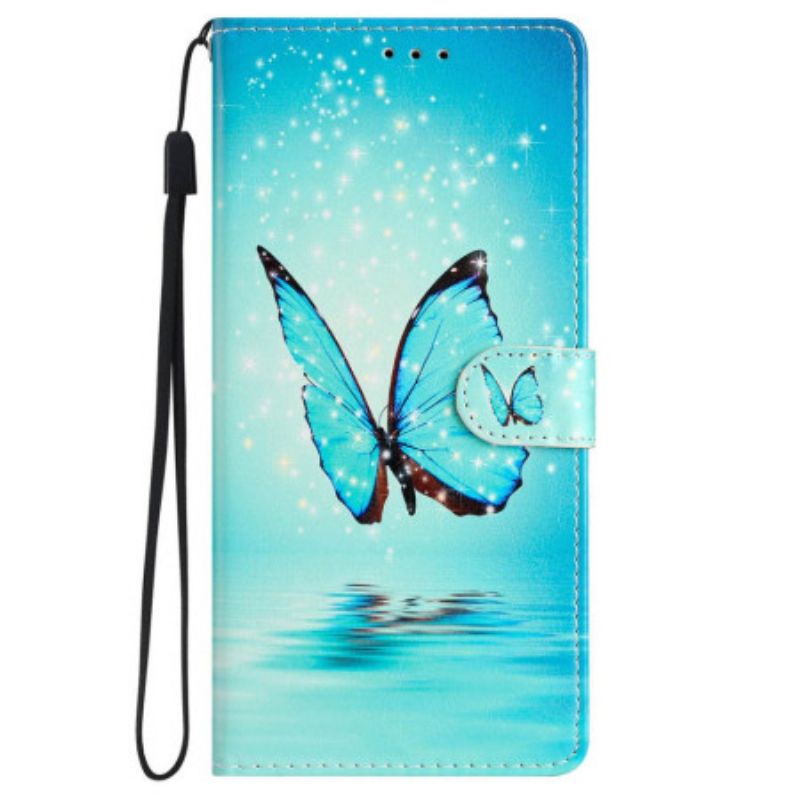 Etui Folio iPhone 16 Plus Motyl Na Wodzie Z Paskiem