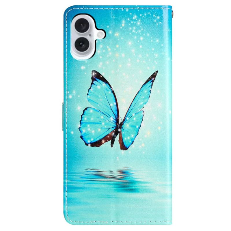 Etui Folio iPhone 16 Plus Motyl Na Wodzie Z Paskiem