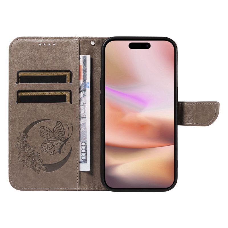 Etui Folio iPhone 16 Plus Nadruk Motyla Etui Ochronne