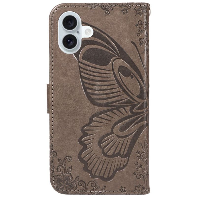 Etui Folio iPhone 16 Plus Nadruk Motyla Etui Ochronne