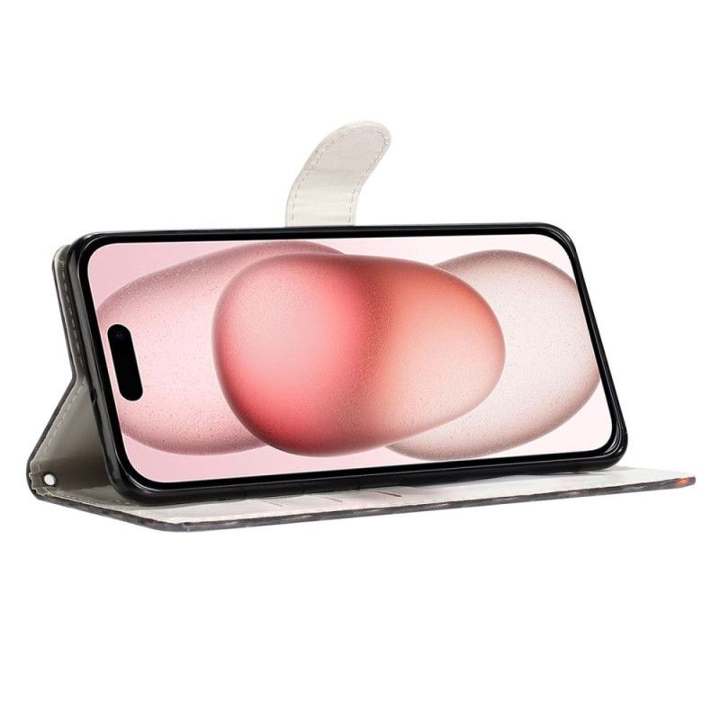 Etui Folio iPhone 16 Plus Paski I Serca Z Paskiem Etui Ochronne