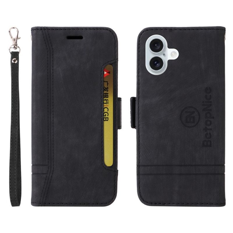 Etui Folio iPhone 16 Plus Przednie Etui Na Karty Betopnice Etui Ochronne