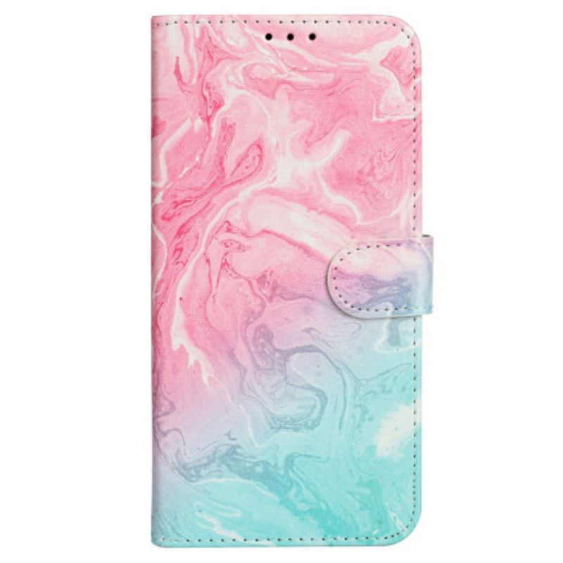 Etui Folio iPhone 16 Plus Różowy Zielony Marmur