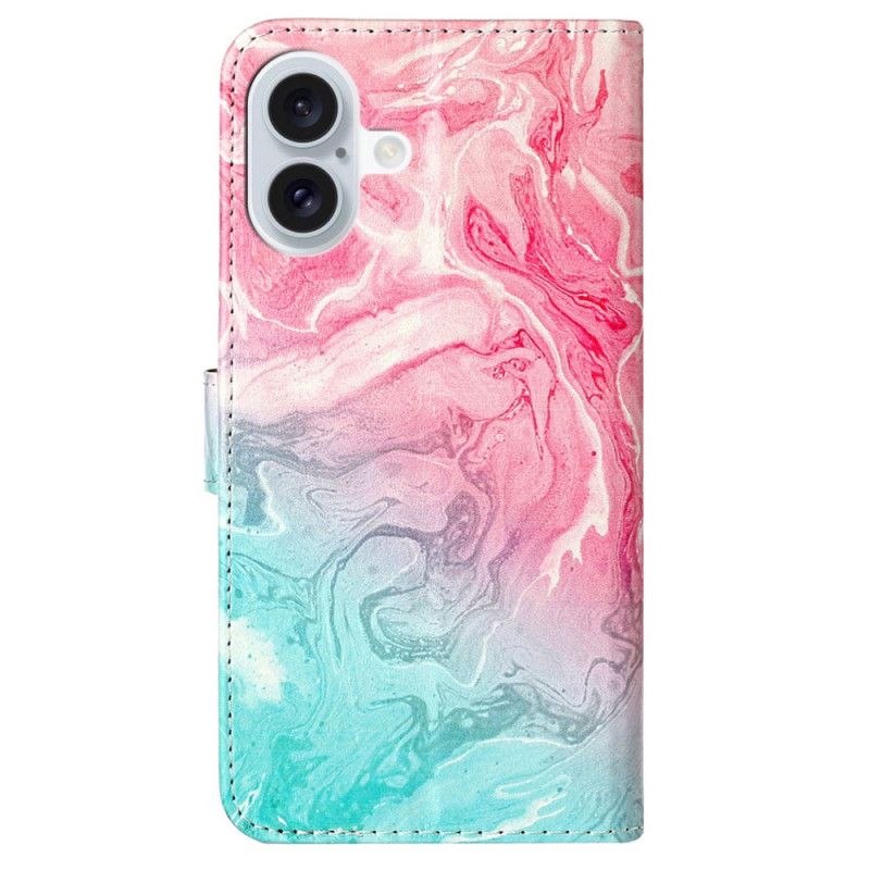 Etui Folio iPhone 16 Plus Różowy Zielony Marmur