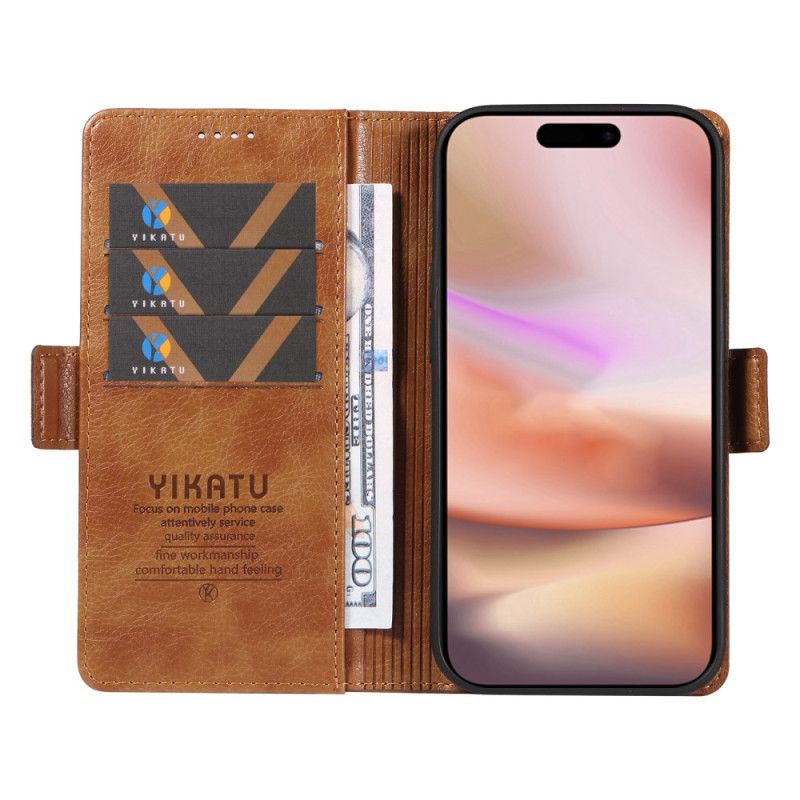 Etui Folio iPhone 16 Plus Tekstura Liczi Yikatu