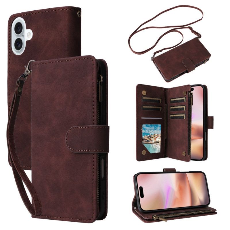 Etui Folio iPhone 16 Plus Z Portfelem Zapinanym Na Zamek Etui Ochronne