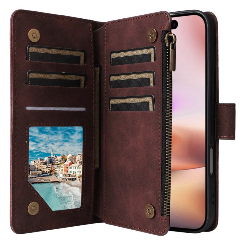 Etui Folio iPhone 16 Plus Z Portfelem Zapinanym Na Zamek Etui Ochronne