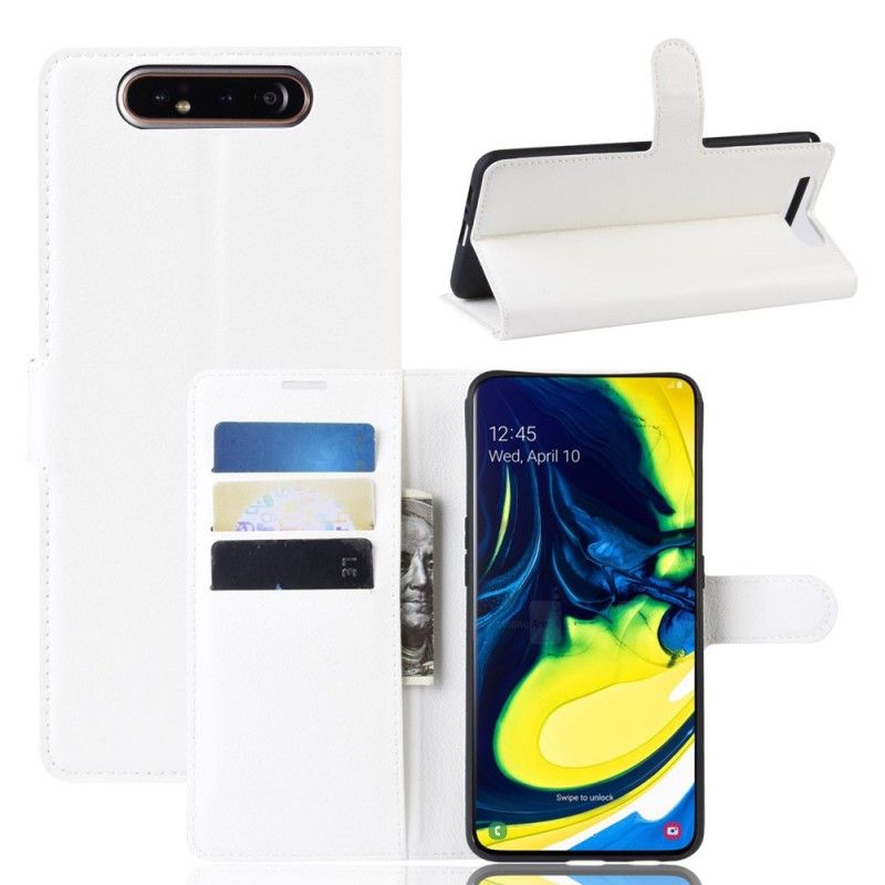 Etui Folio Samsung Galaxy A80 / A90 Biały Czarny Skóra Ekologiczna W Stylu Retro Etui Ochronne