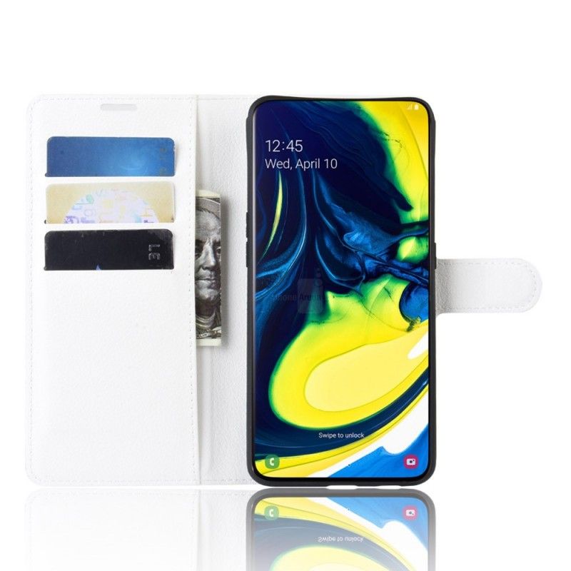 Etui Folio Samsung Galaxy A80 / A90 Biały Czarny Skóra Ekologiczna W Stylu Retro Etui Ochronne