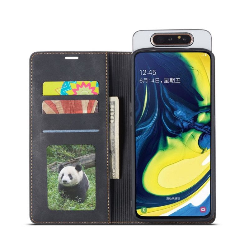 Etui Folio Samsung Galaxy A80 / A90 Czerwony Czarny Efekt Skóry Forwenw