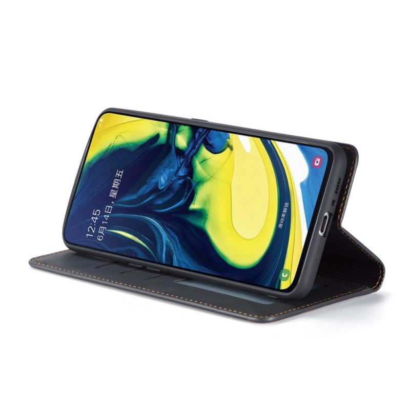 Etui Folio Samsung Galaxy A80 / A90 Czerwony Czarny Efekt Skóry Forwenw