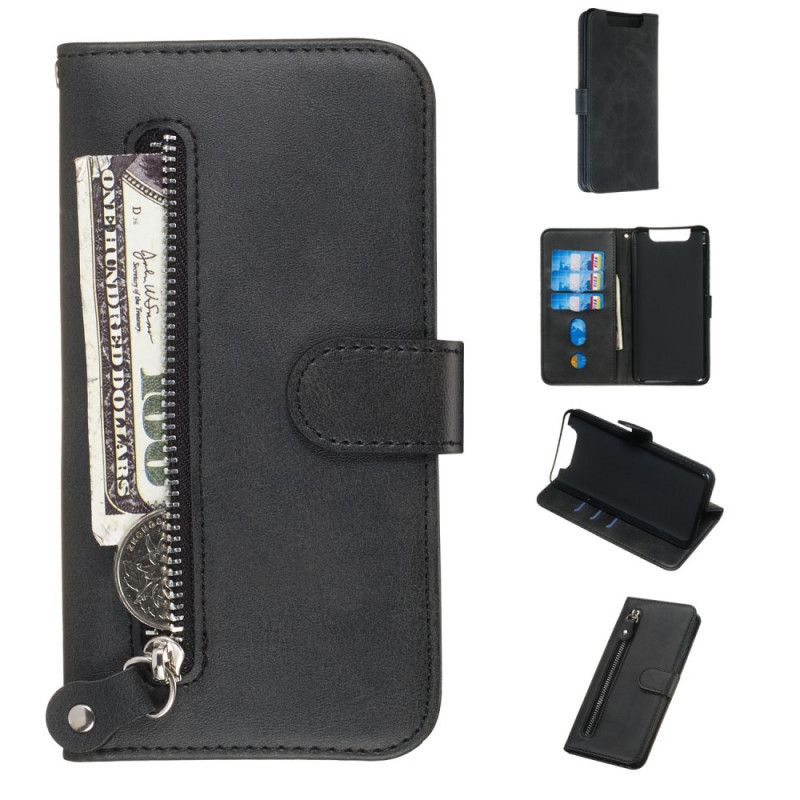 Etui Folio Samsung Galaxy A80 / A90 Czerwony Czarny Portmonetka Vintage