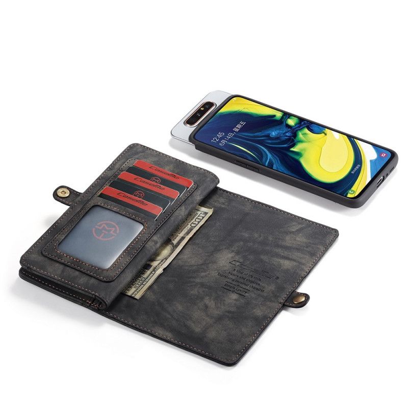 Etui Folio Samsung Galaxy A80 / A90 Czerwony Czarny Zabytkowe Skórzane Etui