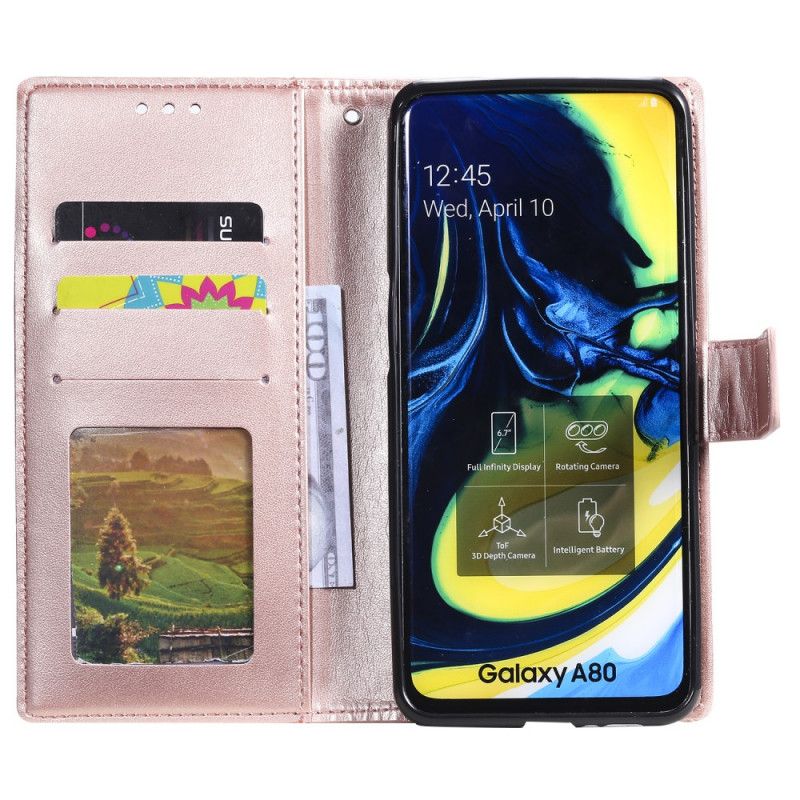 Etui Folio Samsung Galaxy A80 / A90 Magenta Szary Zaduma Stringów