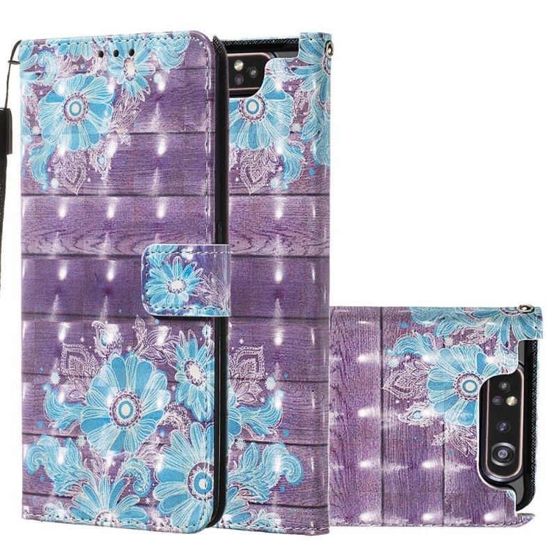 Etui Folio Samsung Galaxy A80 / A90 Niebieskie Kwiaty Etui Ochronne