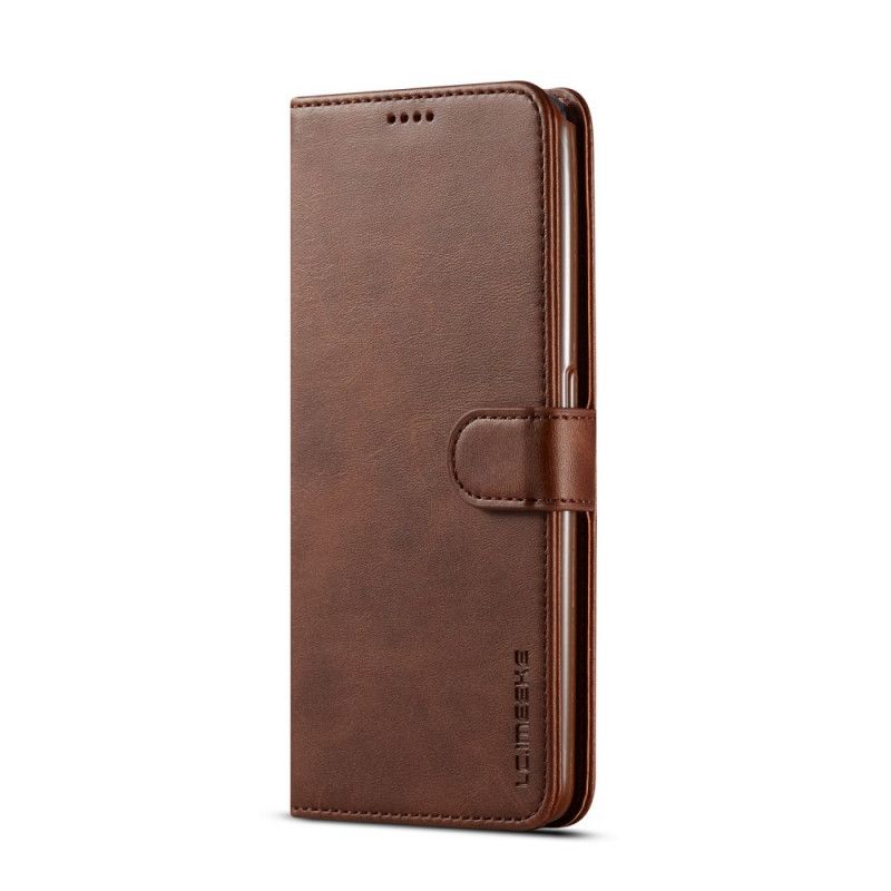 Etui Folio Samsung Galaxy A80 / A90 Szary Czarny Lc.Imeeke Efekt Skóry Etui Ochronne