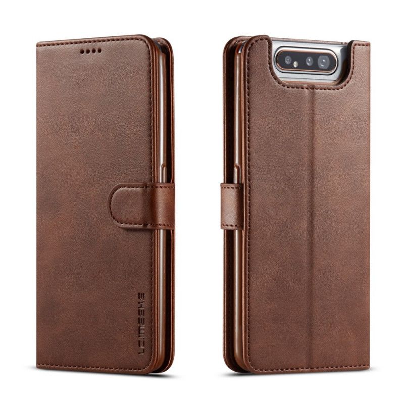 Etui Folio Samsung Galaxy A80 / A90 Szary Czarny Lc.Imeeke Efekt Skóry Etui Ochronne