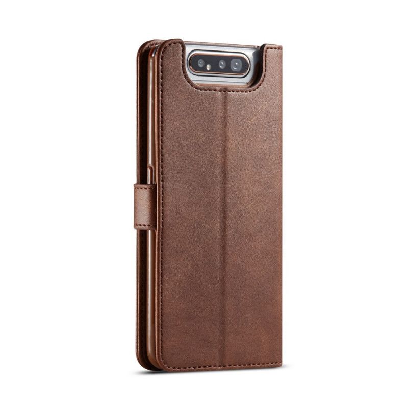 Etui Folio Samsung Galaxy A80 / A90 Szary Czarny Lc.Imeeke Efekt Skóry Etui Ochronne