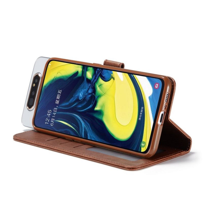 Etui Folio Samsung Galaxy A80 / A90 Szary Czarny Lc.Imeeke Efekt Skóry Etui Ochronne