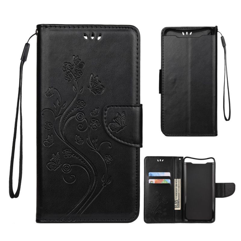 Etui Folio Samsung Galaxy A80 / A90 Szary Czarny Zaczarowane Motyle Etui Ochronne