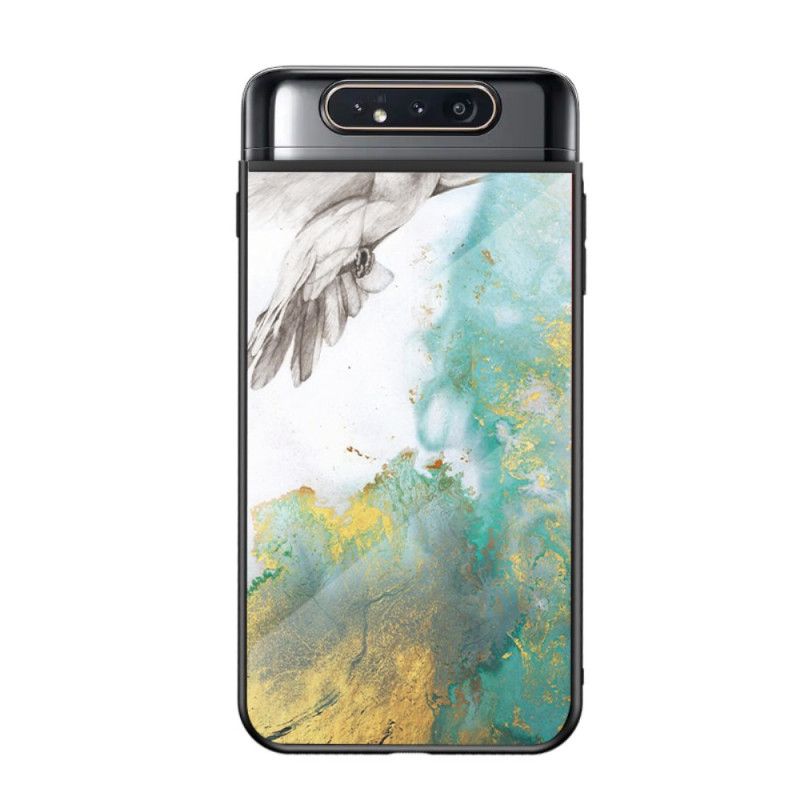 Etui Samsung Galaxy A80 / A90 Biały Czarny Pojedynczy Marmur