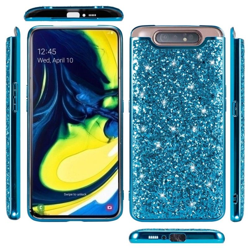 Etui Samsung Galaxy A80 / A90 Czerwony Czarny Brokat Premium