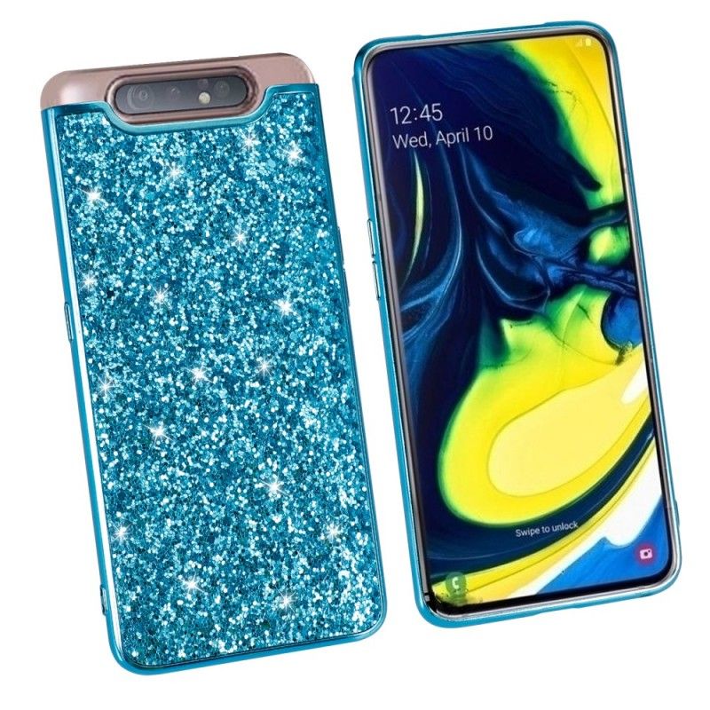 Etui Samsung Galaxy A80 / A90 Czerwony Czarny Brokat Premium