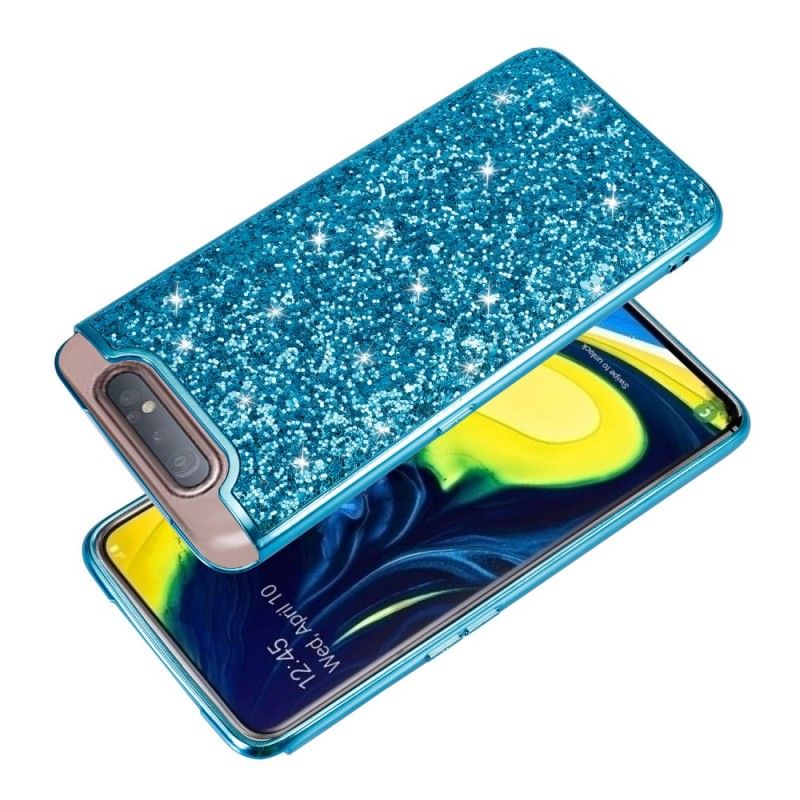 Etui Samsung Galaxy A80 / A90 Czerwony Czarny Brokat Premium