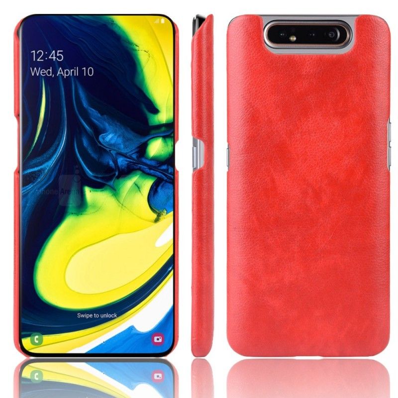 Etui Samsung Galaxy A80 / A90 Czerwony Czarny Efekt Skóry Liczi Etui Ochronne