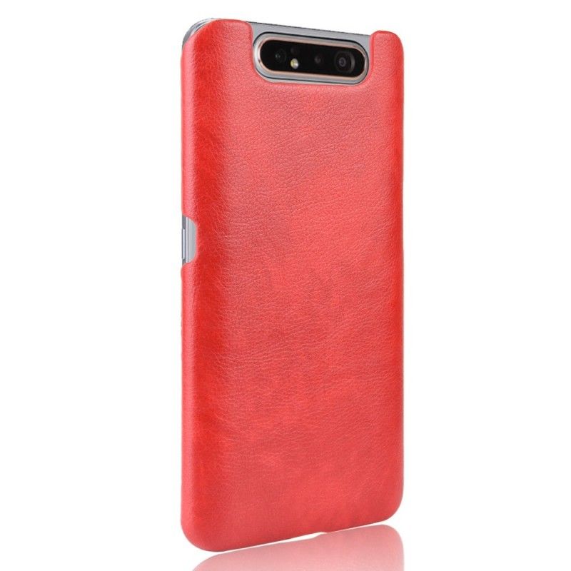 Etui Samsung Galaxy A80 / A90 Czerwony Czarny Efekt Skóry Liczi Etui Ochronne