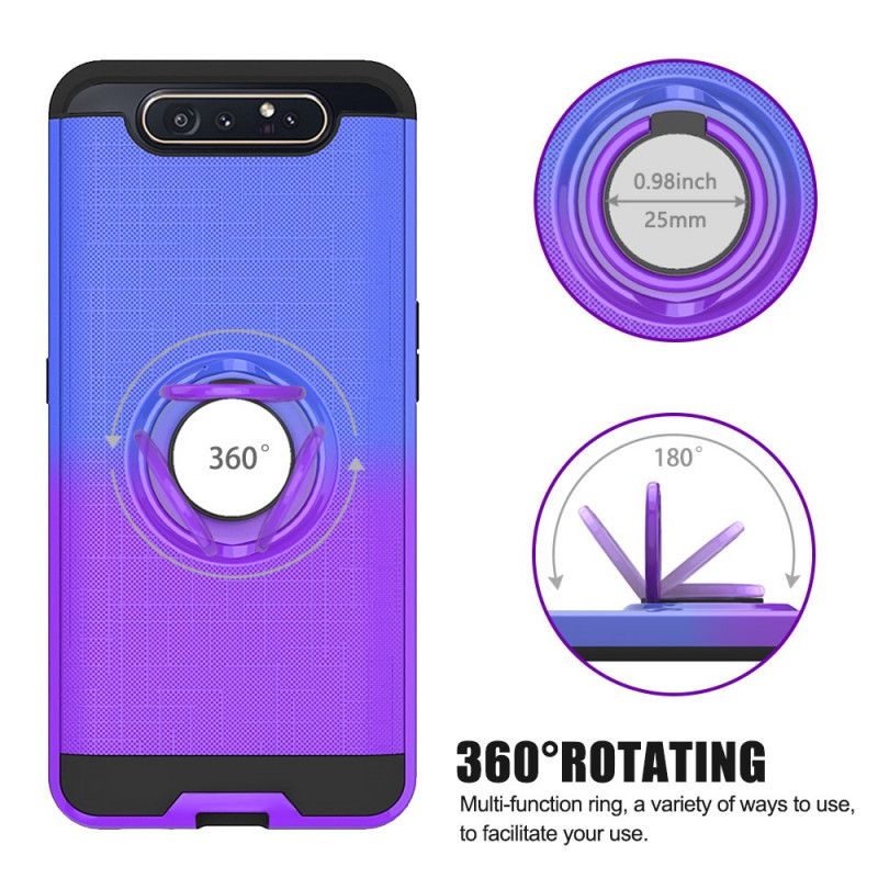 Etui Samsung Galaxy A80 / A90 Magenta Biały Z Pierścieniem W Kolorze Gradientu Etui Ochronne