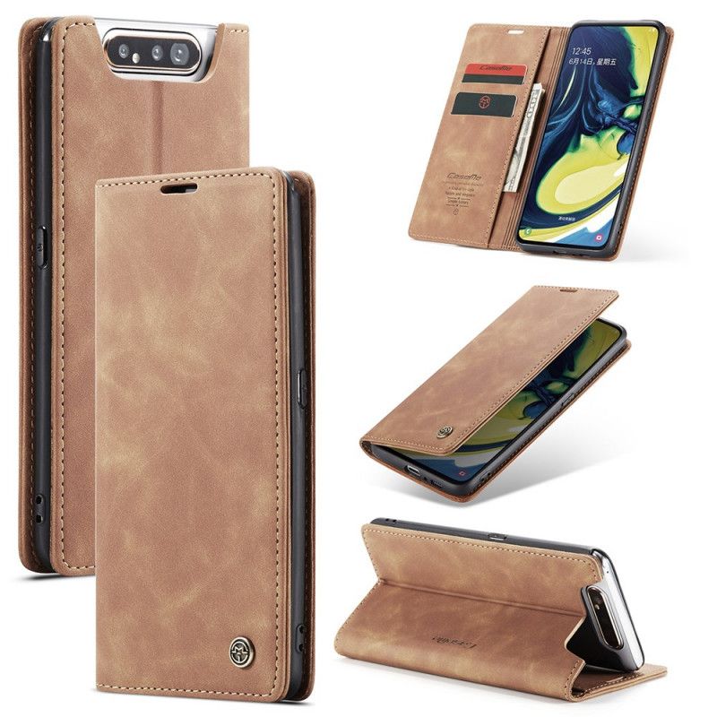 Flip Kotelot Samsung Galaxy A80 / A90 Brązowy Czarny Etui Z Imitacji Skóry