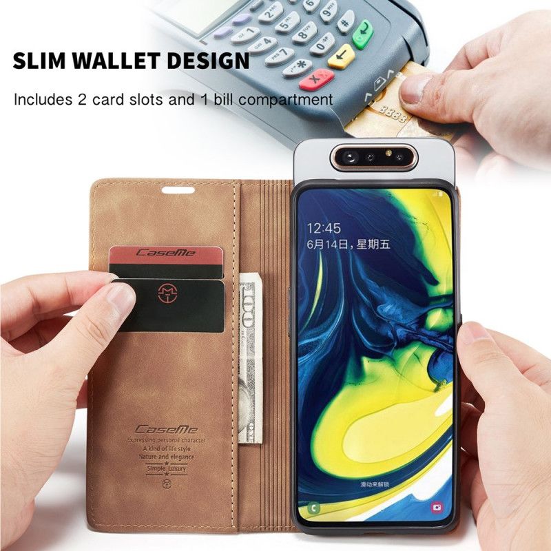 Flip Kotelot Samsung Galaxy A80 / A90 Brązowy Czarny Etui Z Imitacji Skóry