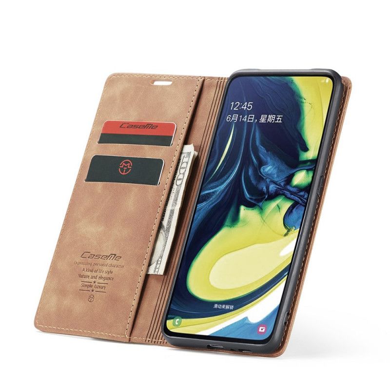 Flip Kotelot Samsung Galaxy A80 / A90 Brązowy Czarny Etui Z Imitacji Skóry