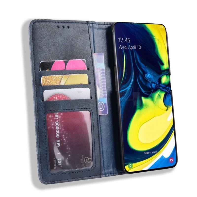 Flip Kotelot Samsung Galaxy A80 / A90 Czerwony Czarny Stylizowana Sztuczna Skóra