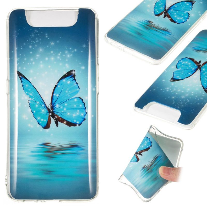 Futerały Samsung Galaxy A80 / A90 Etui na Telefon Fluorescencyjny Niebieski Motyl