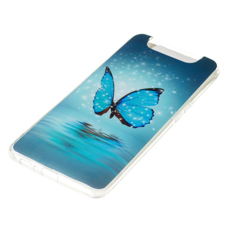 Futerały Samsung Galaxy A80 / A90 Etui na Telefon Fluorescencyjny Niebieski Motyl