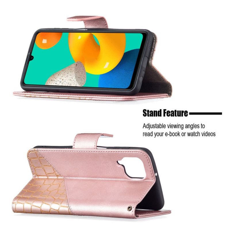 Etui Folio Do Samsung Galaxy M32 Efekt Klasycznej Skóry Krokodyla