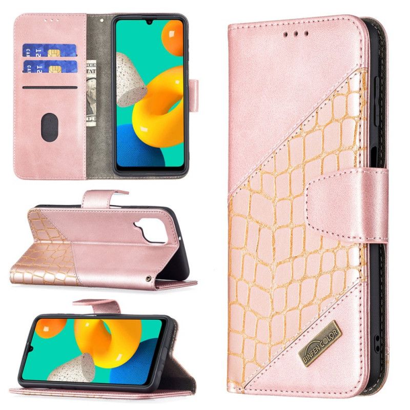 Etui Folio Do Samsung Galaxy M32 Efekt Klasycznej Skóry Krokodyla