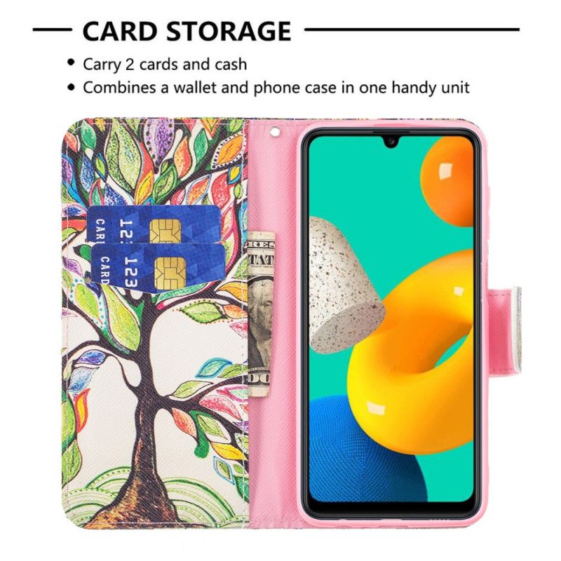 Etui Folio Do Samsung Galaxy M32 Kolorowe Drzewo